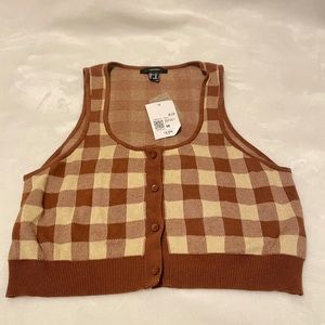 Forever 21 Brown Gingham Sweater Vest